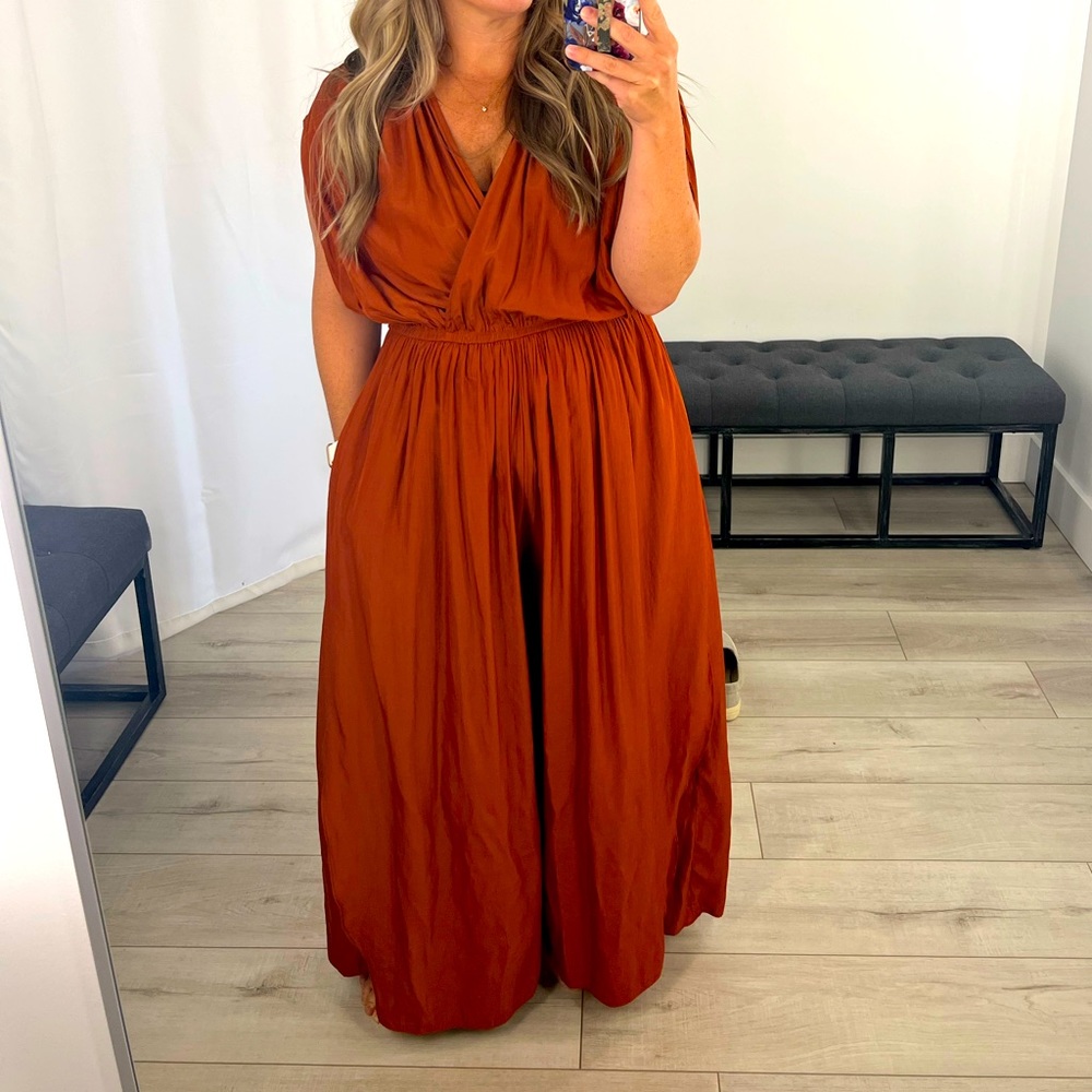 NEW with tags!  Ruched shoulder, Flowly, soft, flattering jumpsuit.